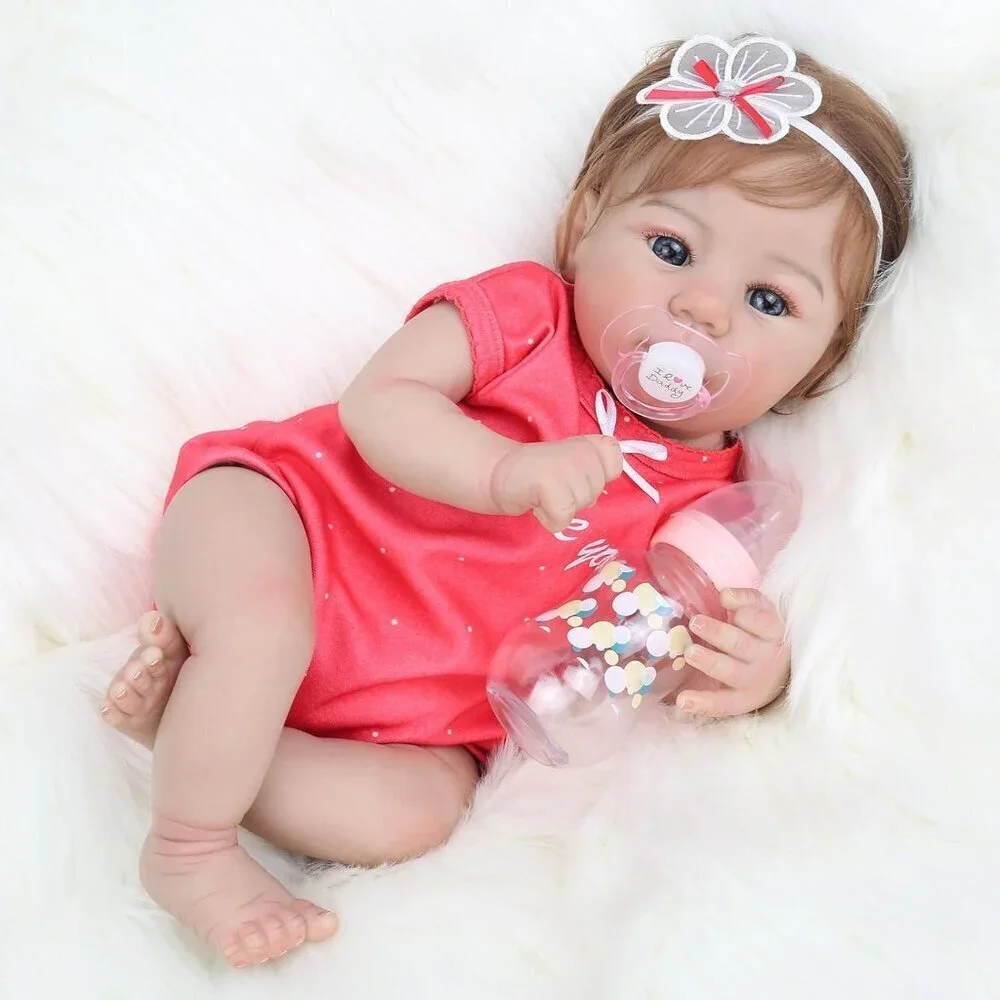🆕18inch Soft Cloth Body Newborn Baby Poseable Limbs Bright Red with Clothes